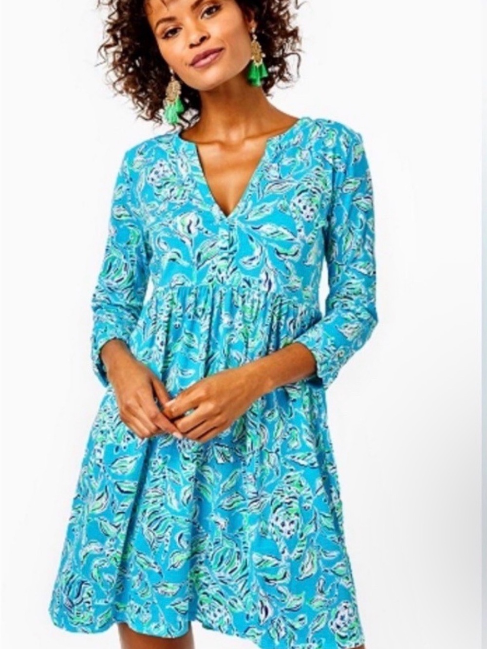 Lilly Pulitzer Swing Dress in Turquoise Oasis Outta Line print